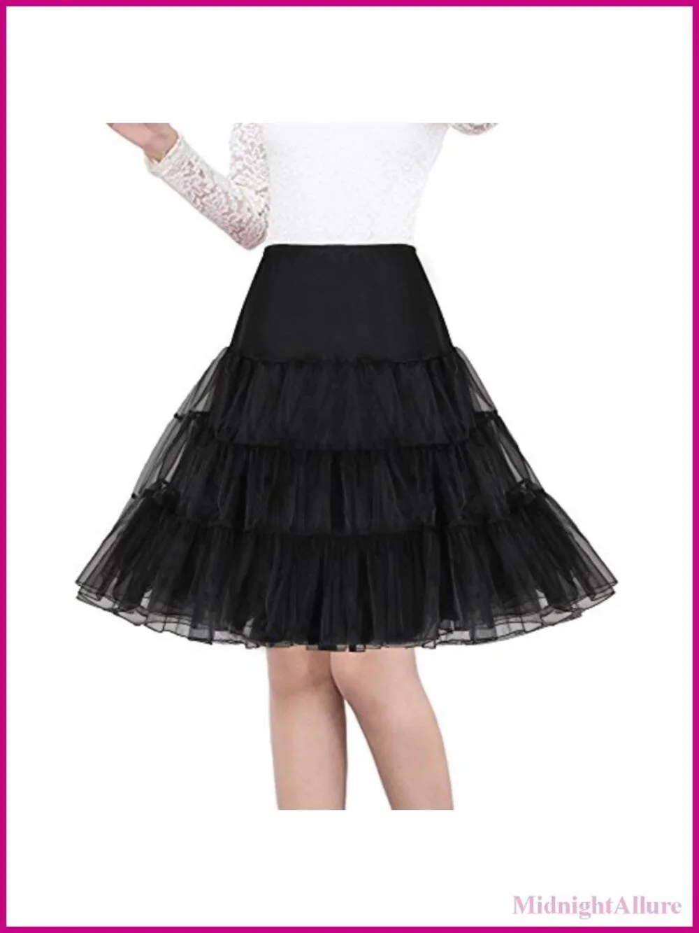 Vintage 1950s Petticoat Crinoline Tutu Slip Skirt with Elastic Waist
